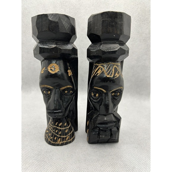 Antique African Tribe Wooden Carved Art Statue Mask Black